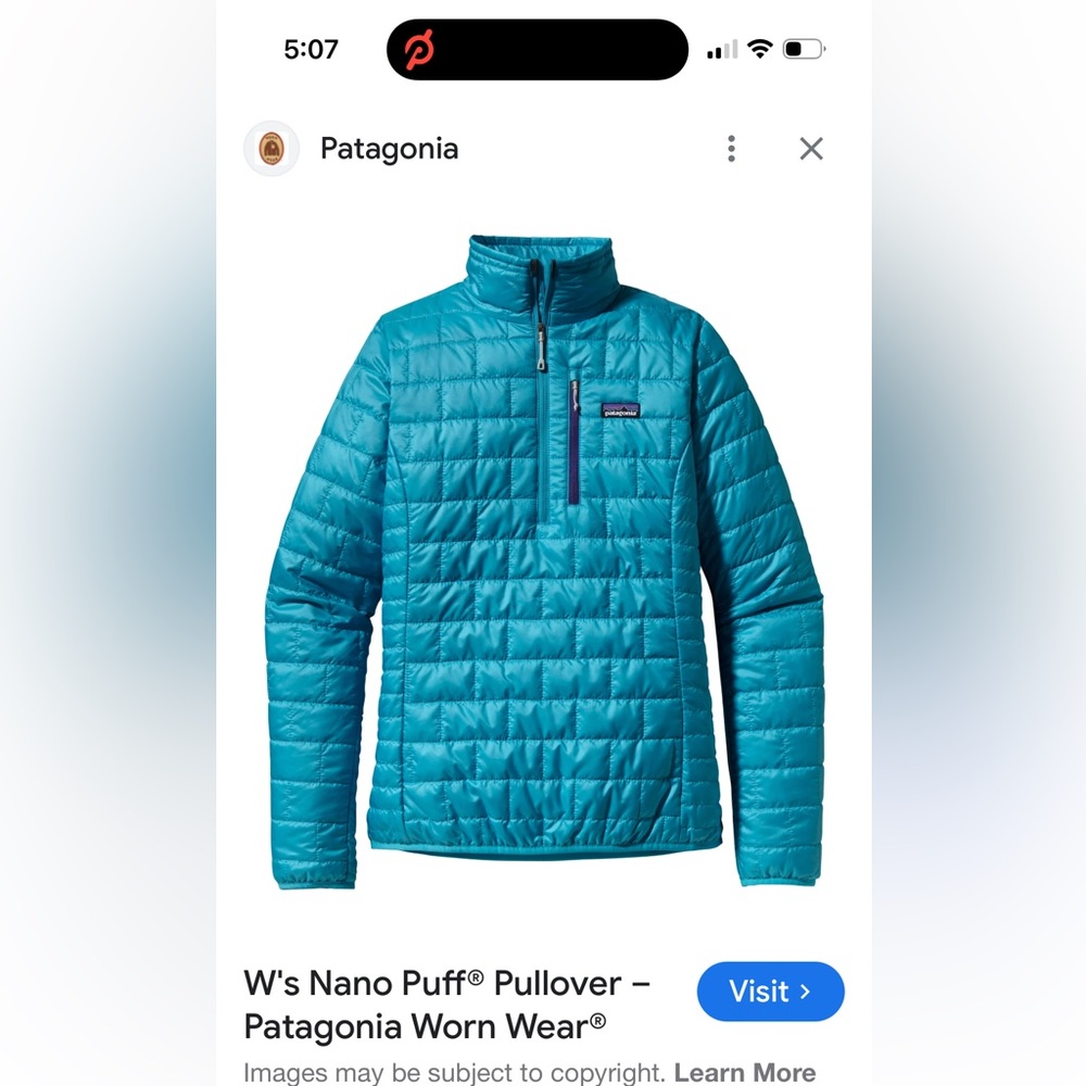 Patagonia Teal Nano Puff Jacket xs euc